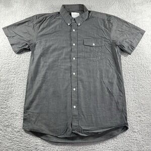 Saturdays Surf NYC Shirt Mens Large‎ Gray Short Sleeve Button Up Dress Casual